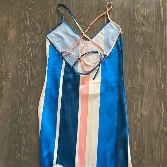 H&M X Lemlem Vertical Stripe Blue, Cream Blogger Favourite Slip Dress NWT - Picture 5 of 12